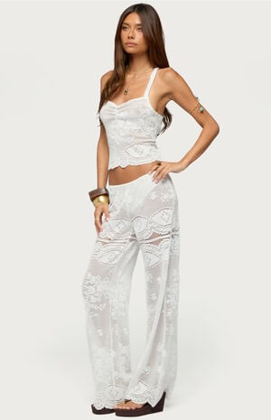 Milaya Sheer Crochet Straight Leg Pants image number 4