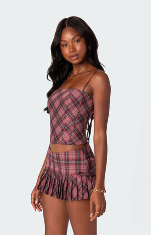 Jamie Plaid Lace Up Corset image number 4