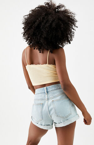 Light Blue Denim Mom Shorts image number 5