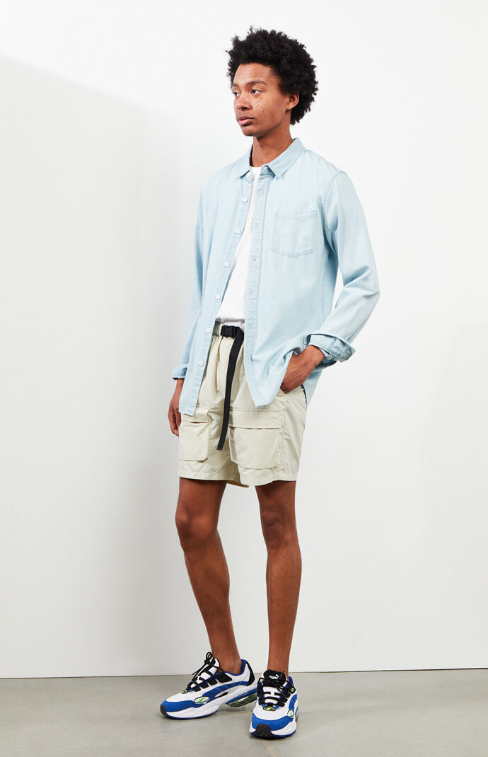 Khaki Nylon Cargo Shorts