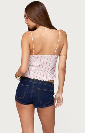 Alaine Floral Striped Ruffle Tank Top image number 3