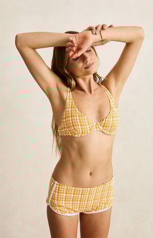 Orange Plaid Swim Shorts image number 1