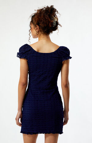 Smocked Tie Front Mini Dress image number 3