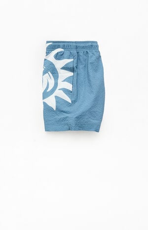 Blue Logo Seersucker 4.5" Swim Trunks image number 3