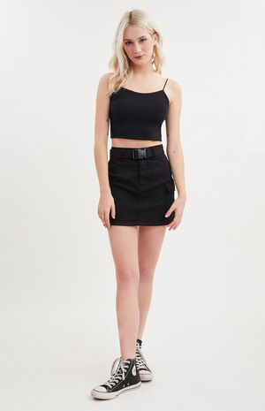 PacSun Black Stretch Belted Cargo Skirt | PacSun
