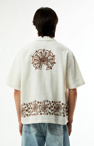 Cream Remi Embroidered Oversized Resort Camp Shirt image number 2