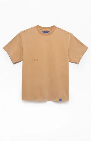 Brown Vintage Wash Heavyweight Oversized T-Shirt image number 1