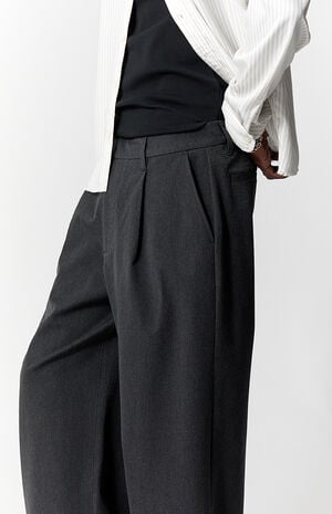Charcoal Pleated Baggy Trousers image number 5