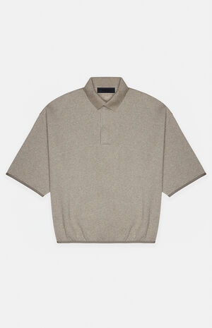 Heather Grey 3/4 Sleeve Polo Sweatshirt image number 1
