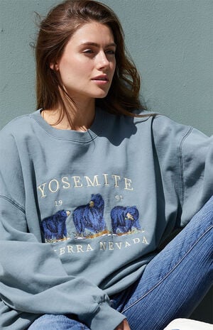 Pale Sage Green&nbsp;Yosemite Bears Crew Neck Sweatshirt image number 2