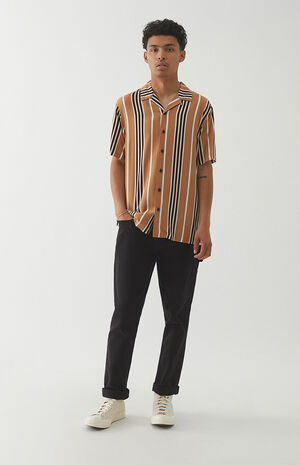 Tan Striped Resort Camp Shirt Tan Striped Resort Camp Shirt image number null