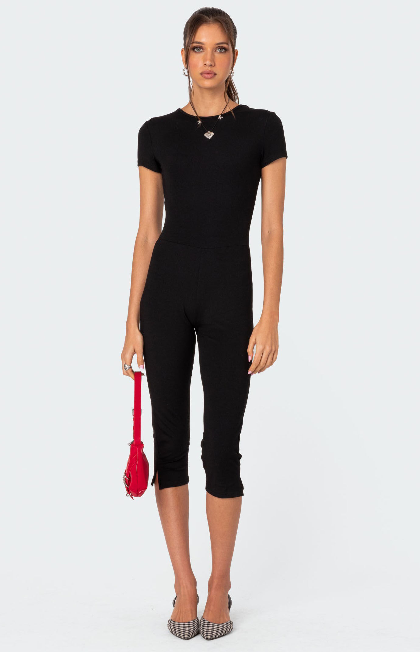 Edikted Women s Capri Open Back Jumpsuit Black