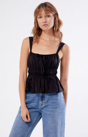 Peplum Tie Front Tank Top image number 1