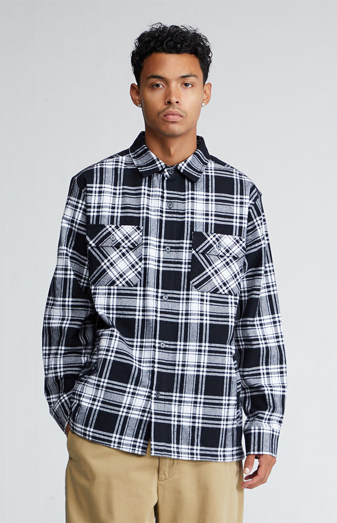 PacSun Black White Plaid Heavyweight Flannel Shirt PacSun