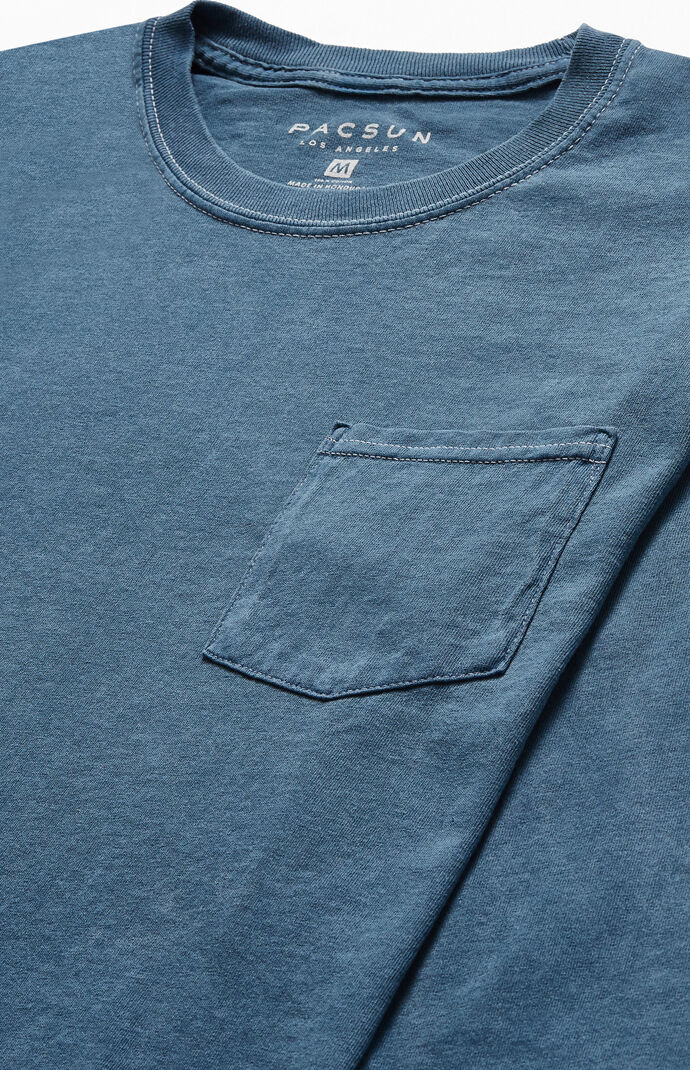 Navy Vintage Wash Pocket Long Sleeve T-Shirt