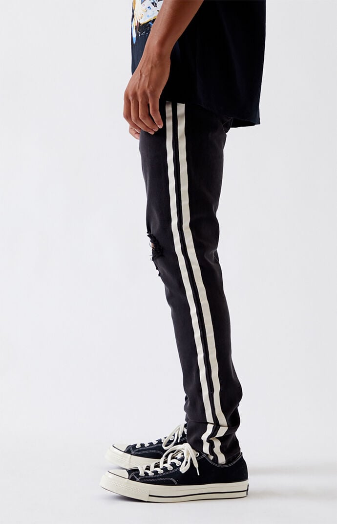 Side Stripe Ripped Stacked Skinny Jeans PacSun PacSun