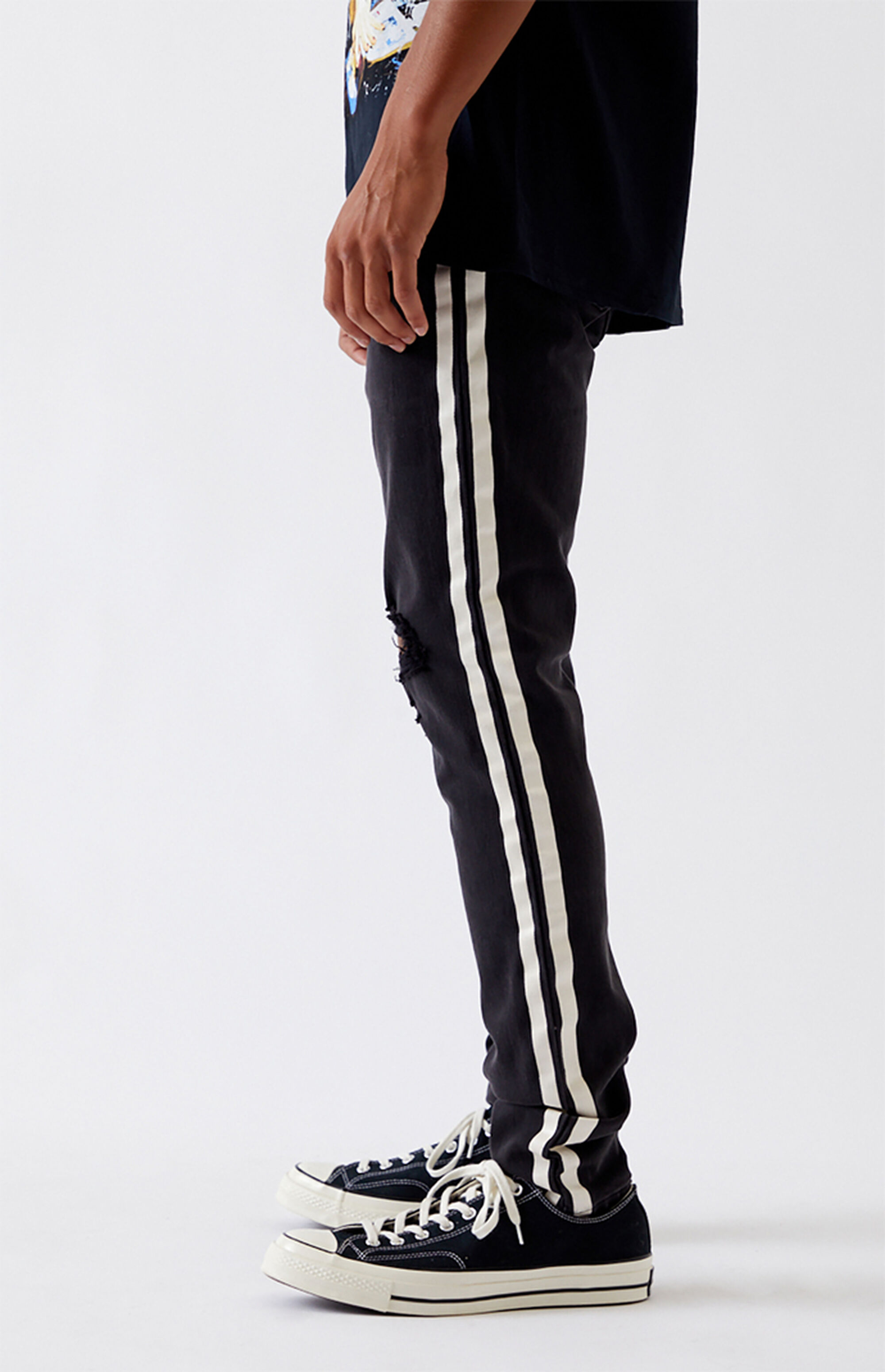 Side Stripe Ripped Stacked Skinny Jeans | PacSun | PacSun