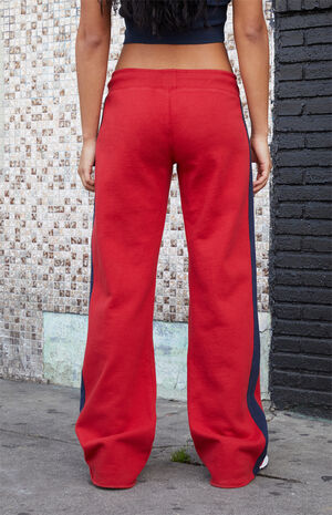 Red Hilary Side Stripe Yoga Baggy Sweatpants image number 4