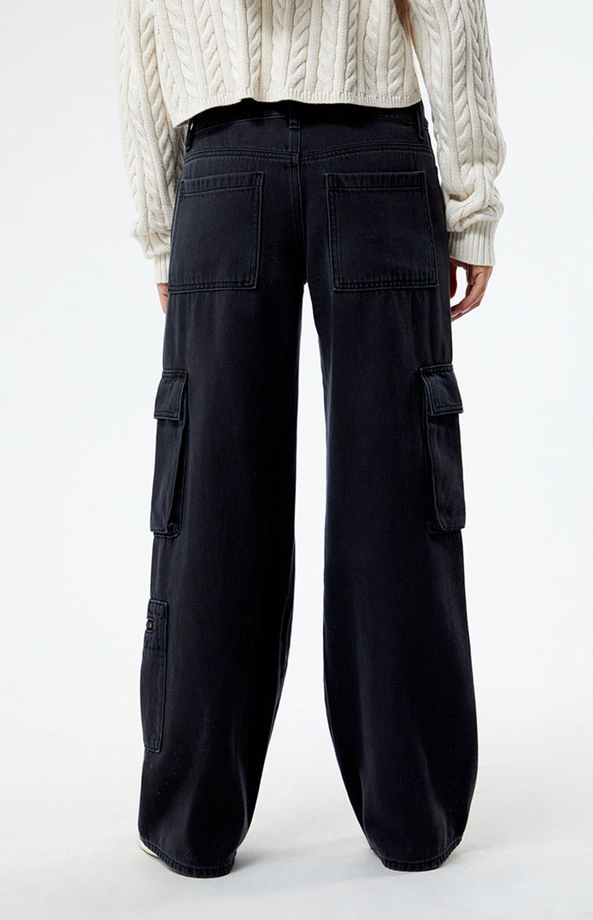 PacSun Black Low Rise Baggy Cargo Jeans PacSun