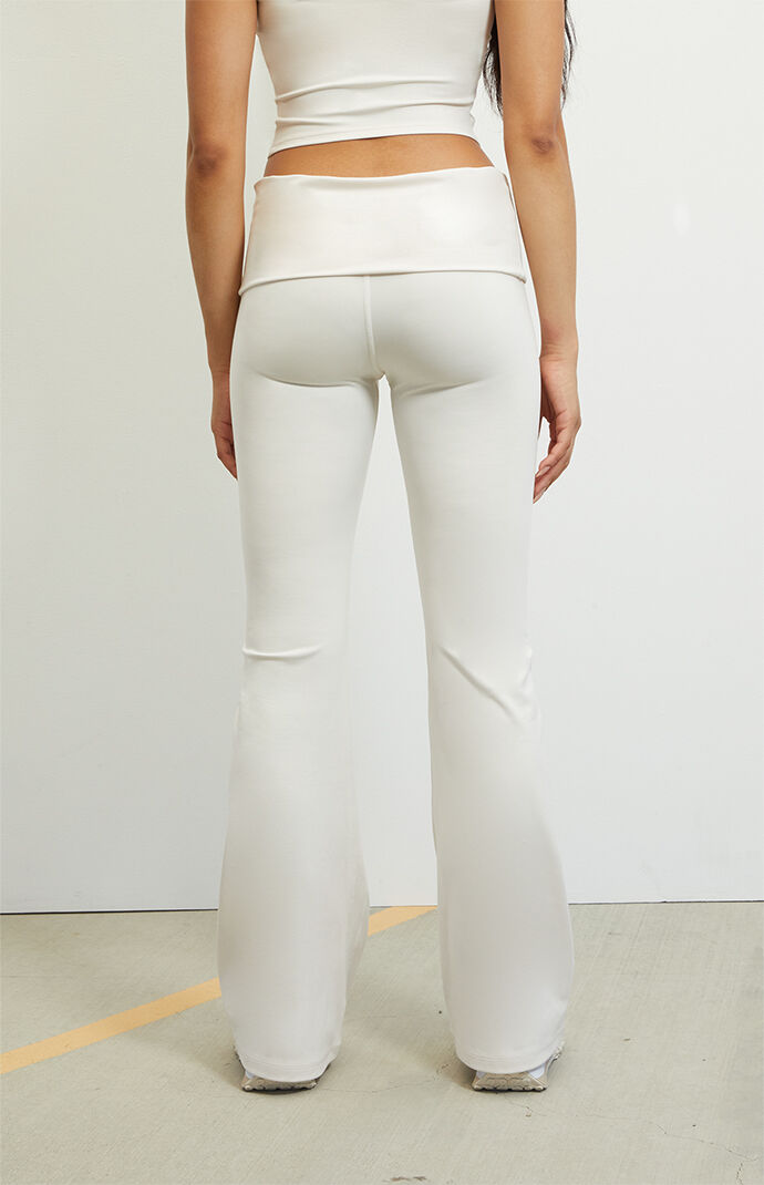 PAC 1980 PAC WHISPER Active Ivory Fold Over Waistband Flare Yoga Pants PacSun
