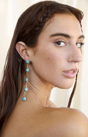 Dripping Turquoise 18k Gold Plated Earrings image number 4