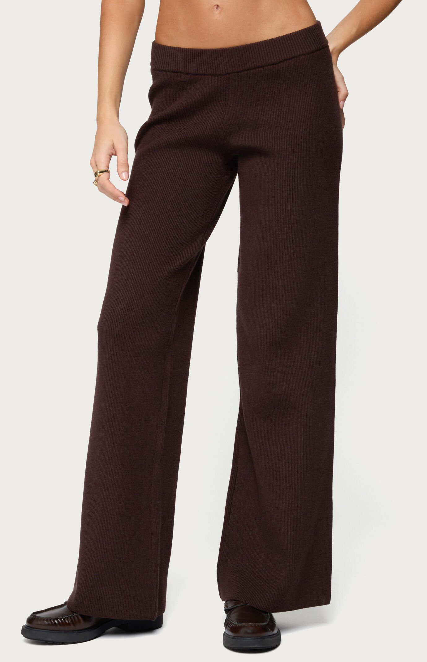 Edikted Lorie Wide Leg Knit Pants