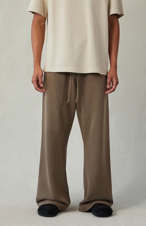Brown Fleece Baggy Bootcut Sweatpants
