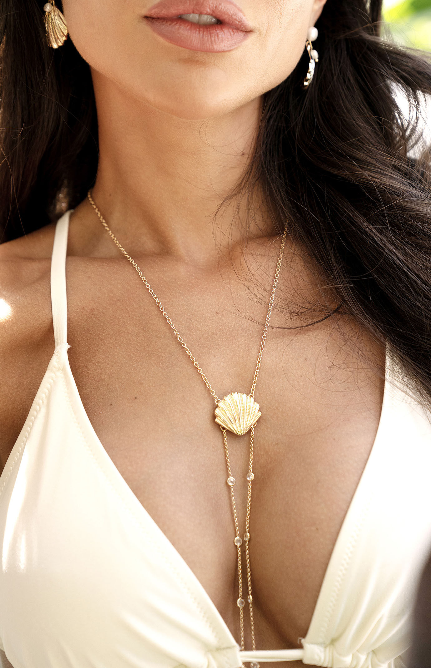 Ettika Scallop Shell & Crystal Body Chain