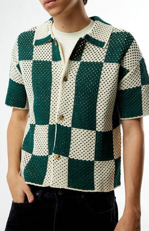 Green & White Open Knit Spence Shirt image number 2
