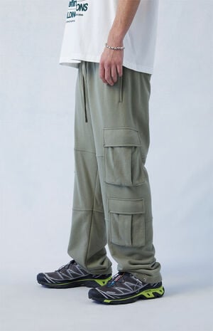 PacSun Terry Olive Straight Cargo Sweatpants
