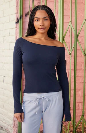 Navy Bonnie Long Sleeve Top image number 1