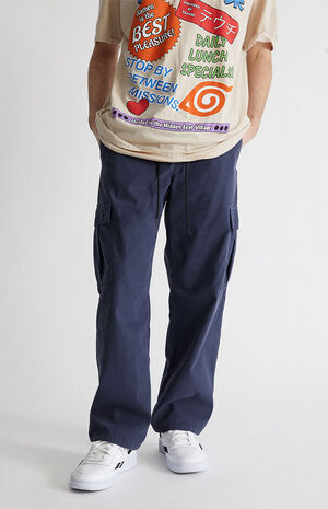 Navy Loose Cotton Cargo Pants image number 2