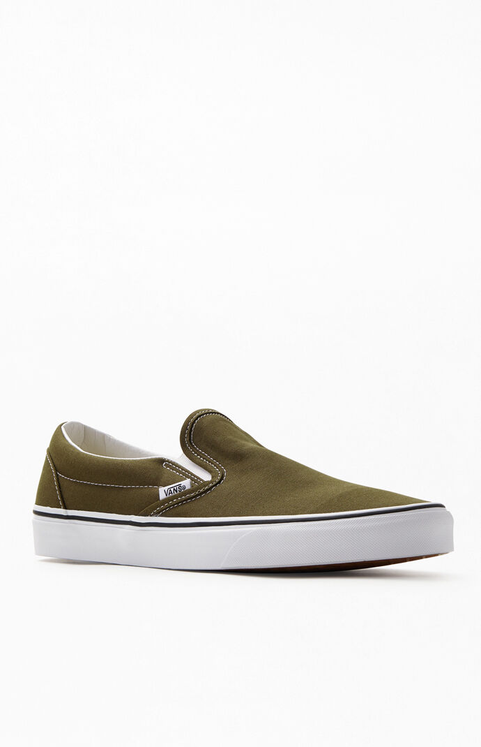 Vans Olive Classic Slip-On Shoes | PacSun