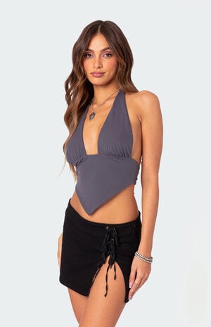 Open Back Triangle Halter Top image number 4