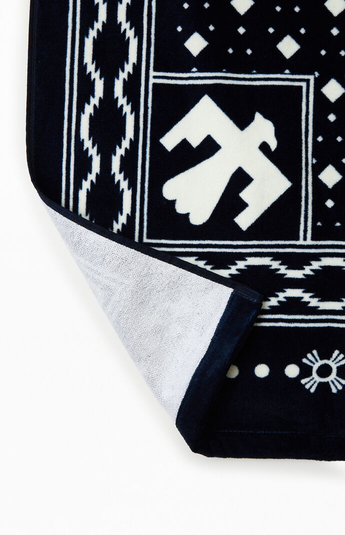 Navy Print Beach Towel