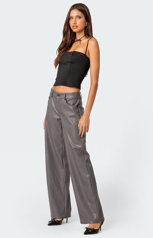 Faux Leather Straight Leg Pants image number 3
