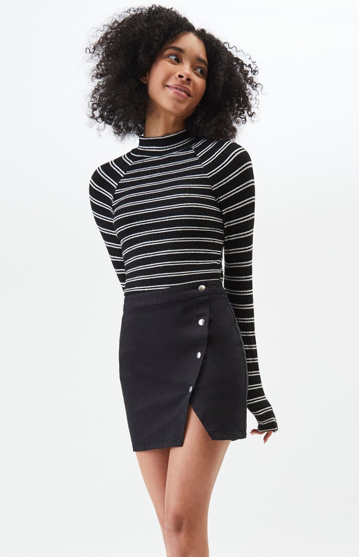PacSun Black Snap Wrap Mini Skirt | PacSun