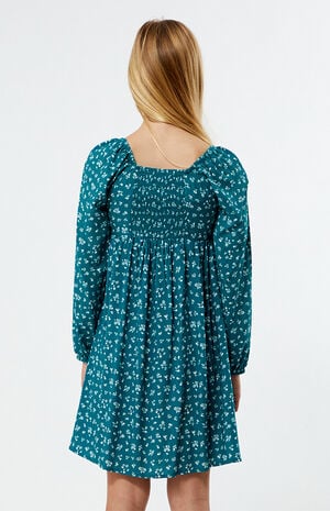 Green Ditsy Long Sleeve Mini Dress image number 4