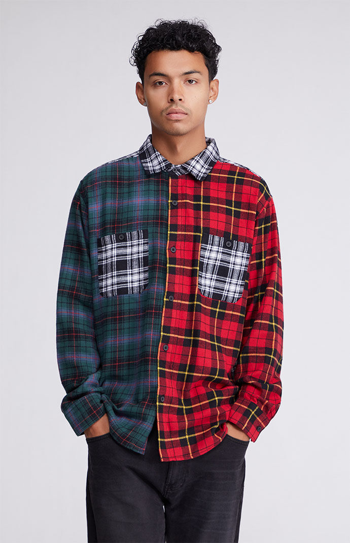 PacSun Grunge Blocked Plaid Shirt | PacSun