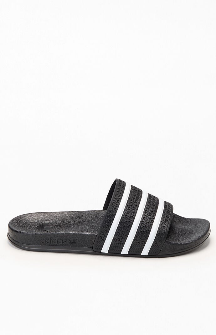 adidas Black & WhiteÂ AdiletteÂ CF Slides