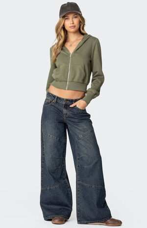 Distressed Stitch Cropped Hoodie image number 2