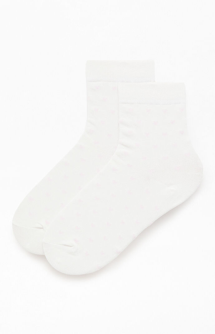 John Galt White & Pink Heart Ankle Socks