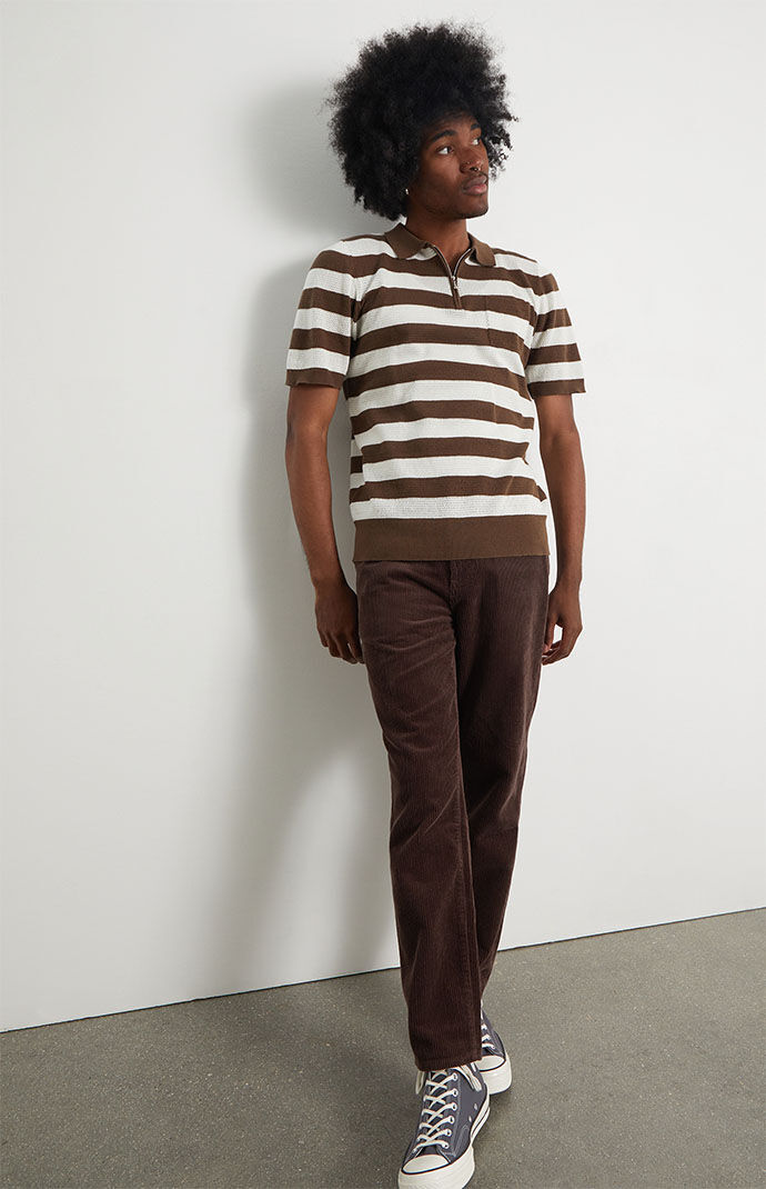 Pacsun Striped Zip Knit Polo Shirt | Pacsun