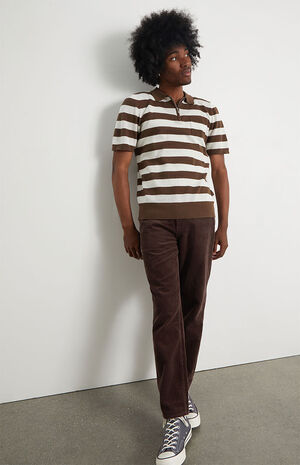 Striped Zip Knit Polo Shirt image number 4