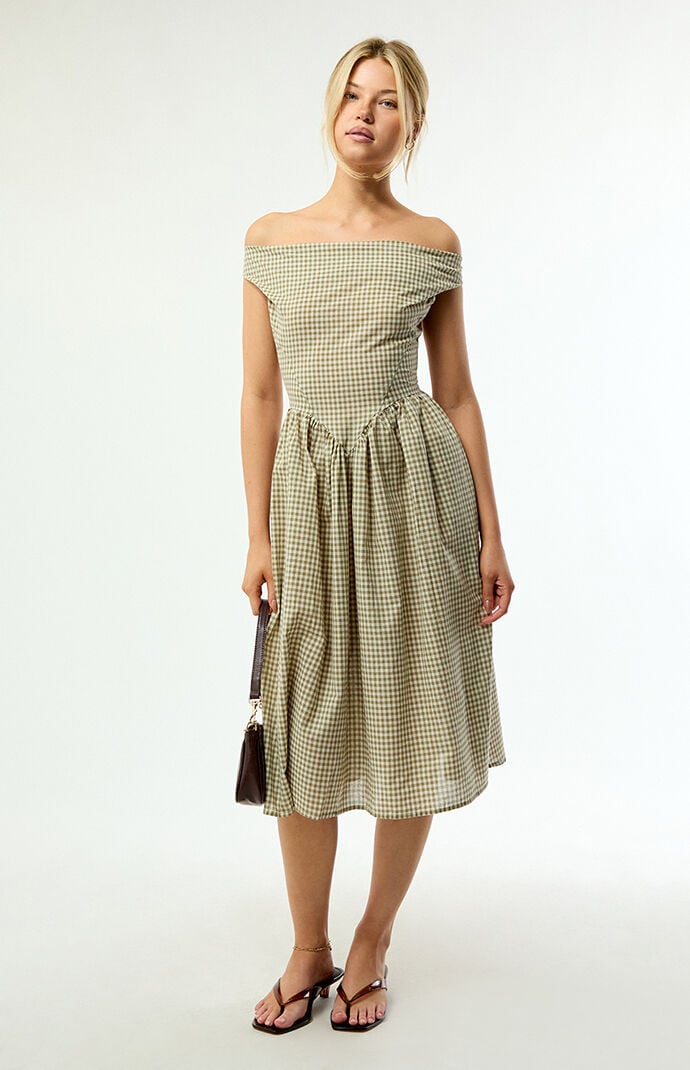 Daisy Street Crime Gingham Midi Dress