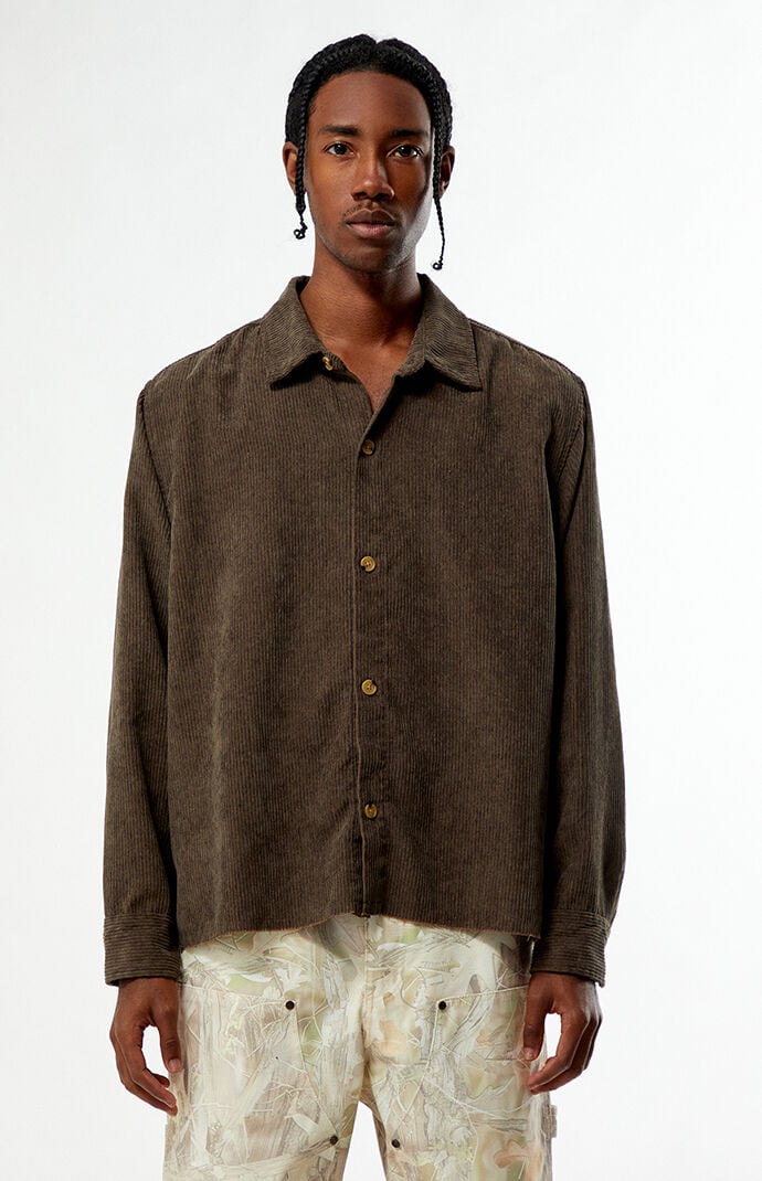 Pacsun Enzo Brown Corduroy Long Sleeve Shirt