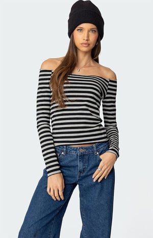 Nelligan Striped Off Shoulder Top image number 1