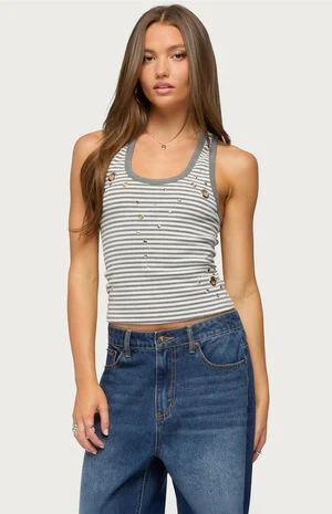 Sindy Studded & Striped Tank Top image number 1