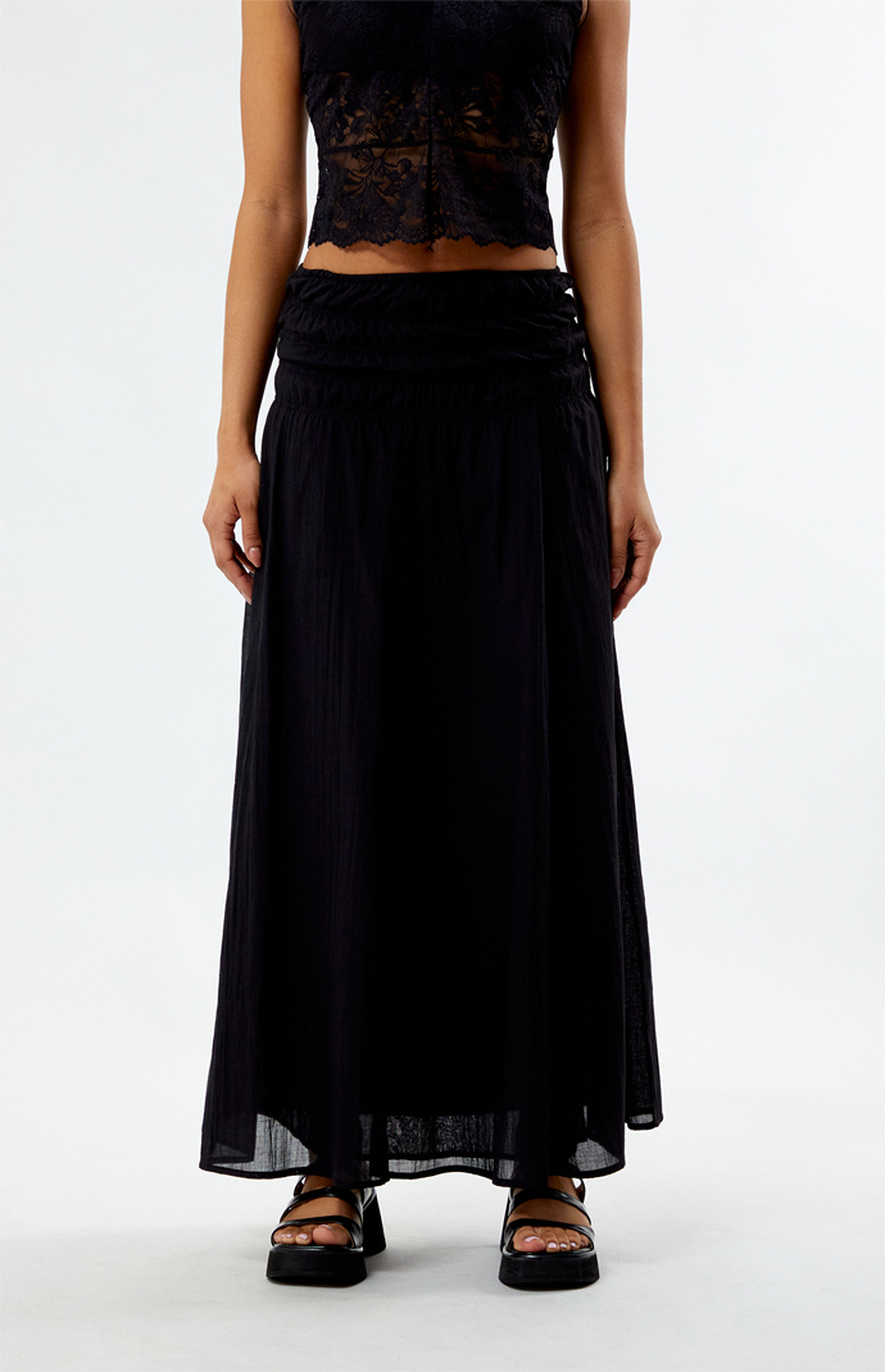 Black Tiered Maxi Skirt (S)