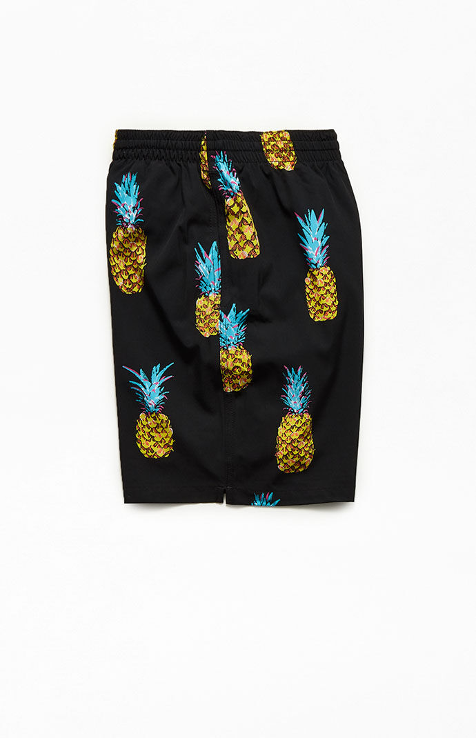 Black pineapple swim trunks sales